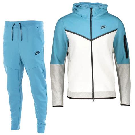 blauw met wit nike tech